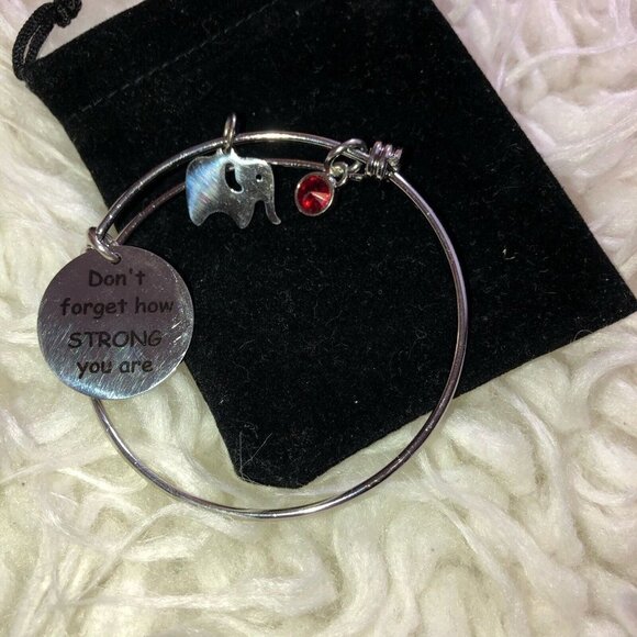 Inspirational Elephant Pendant Charm Wire Aesthetics Bangles Stainless Steel - Picture 7 of 7